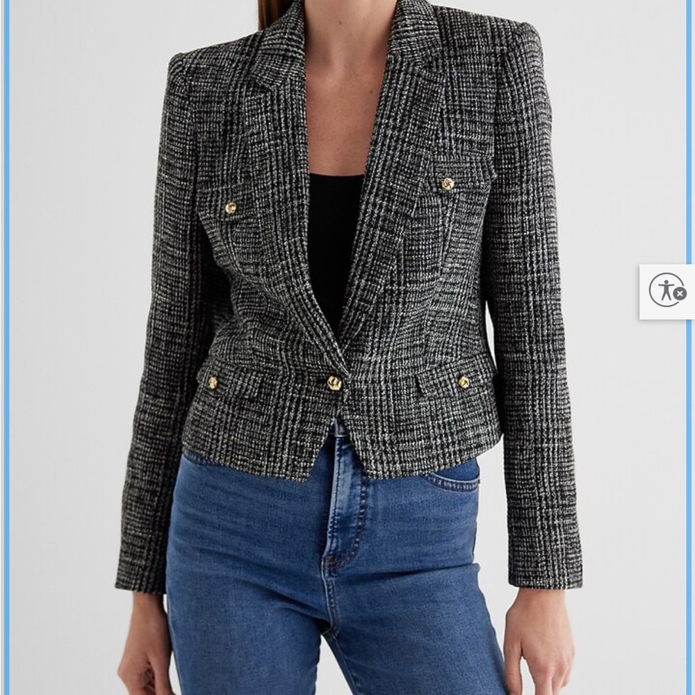 Express Black and White Textured Blazer
